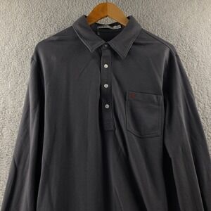 Criquet Long Sleeve Polo Shirt Mens XL Slim Fit Charcoal Gray Pocket Peru